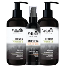 Keratin Vitamin E Almond Shampoo, Almond Conditioner and Hair Serum Combo 3 In 1 Pack